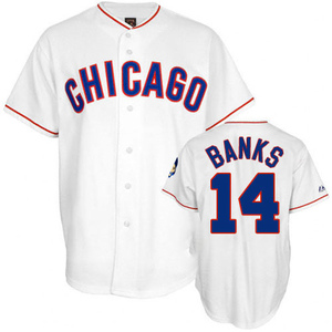 Men's Chicago Cubs Ernie Banks Replica White 1968 Throwback Jersey