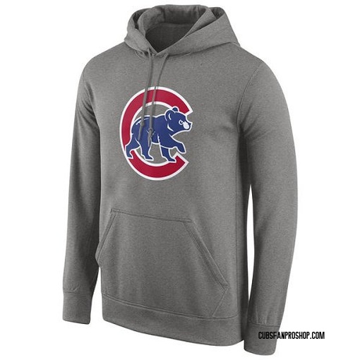 Men's Chicago Cubs Gray Logo Performance Pullover Hoodie