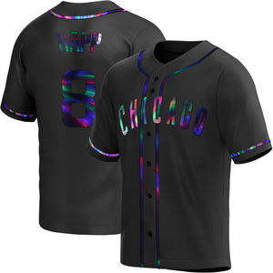 Men's Chicago Cubs Ian Happ Replica Black Holographic Alternate Jersey