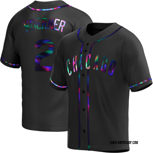 Big & Tall Men's Chicago Cubs Nico Hoerner Replica Black Holographic