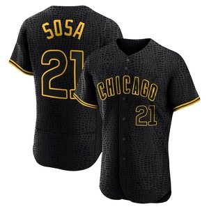 Men's Chicago Cubs Sammy Sosa Authentic Black Snake Skin City Jersey