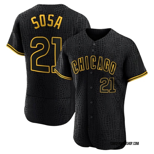 Men's Chicago Cubs Sammy Sosa Authentic Black Snake Skin City Jersey