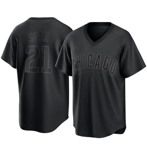 Men's Chicago Cubs Sammy Sosa Replica Black Pitch Fashion Jersey